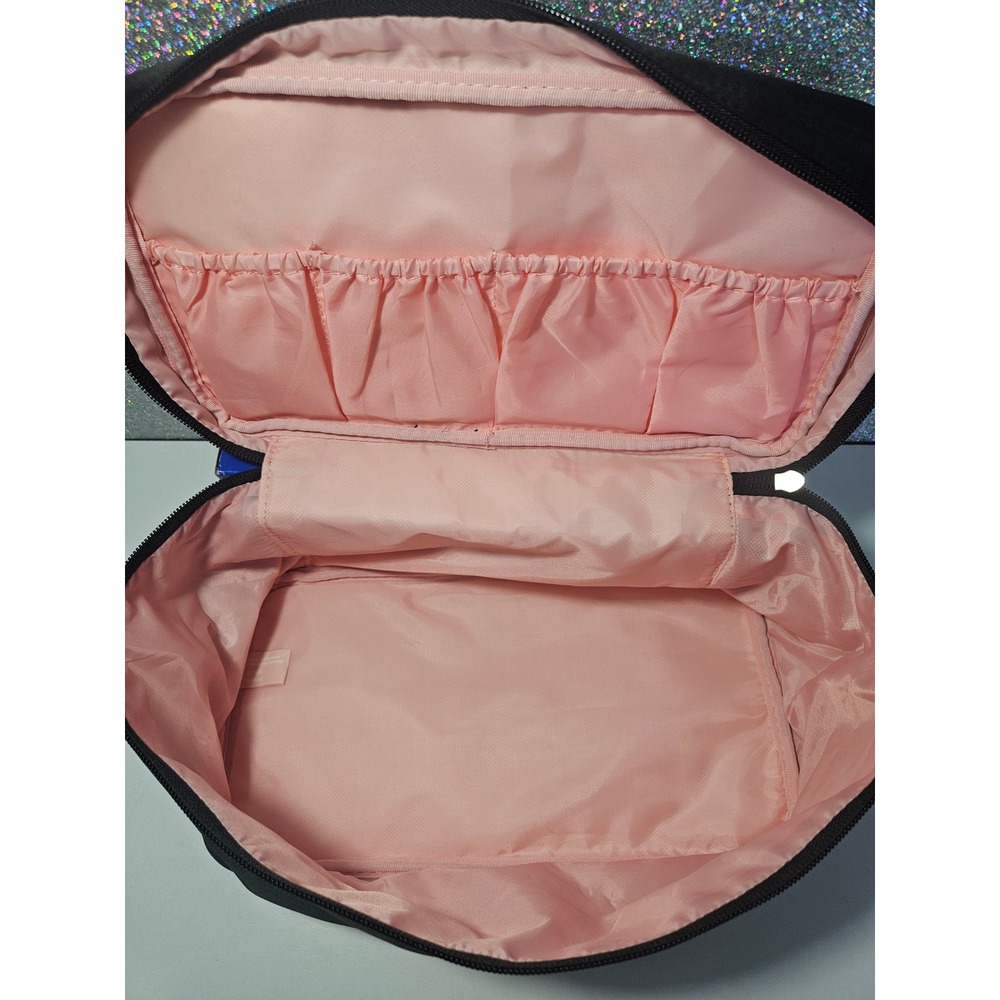 Victoria's Secret Black VS Logo Pink Makeup Cosmetic Toiletry Vanity Bag NWOT - Picture 4 of 4